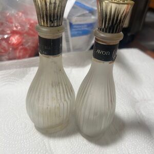 vintage Avon "Occur!" and "Cologne Silk" frosted glass cologne bottles